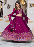 Spectacular Vichitra Silk Hand Work Wine Wedding Wear Lehenga Choli