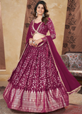 Striking Foil Work Rani Pink Georgette Lehenga Choli For Occasion