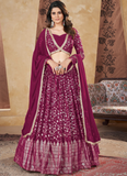 Striking Foil Work Rani Pink Georgette Lehenga Choli For Occasion