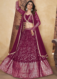 Striking Foil Work Rani Pink Georgette Lehenga Choli For Occasion