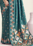 Teal Green Zari Weaving Work Banarasi Silk Festive Saree With Blouse