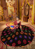 Thread Real Mirror Viscose Cotton Navratri Special Black Lehenga Choli