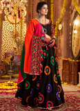 Thread Real Mirror Viscose Cotton Navratri Special Black Lehenga Choli