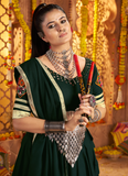 Thread Real Mirror Viscose Rayon Dark Green Traditional Lehenga Choli