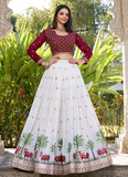 Timeless White Party Wear Georgette Sequins Embroidered Lehenga Choli