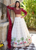 Timeless White Party Wear Georgette Sequins Embroidered Lehenga Choli