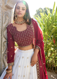 Timeless White Party Wear Georgette Sequins Embroidered Lehenga Choli