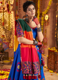 Traditional Blue Gamthi Real Mirror Work Viscose Cotton Chaniya Choli