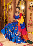 Traditional Blue Gamthi Real Mirror Work Viscose Cotton Chaniya Choli