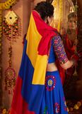 Traditional Blue Gamthi Real Mirror Work Viscose Cotton Chaniya Choli