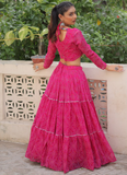 Traditional Gota Patti Work Georgette Pink Crop Top Navratri Outfit