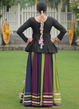 Traditional Rayon Silk Multicolor Kutch Embroidery Ghagra With Kediya