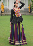 Traditional Rayon Silk Multicolor Kutch Embroidery Ghagra With Kediya