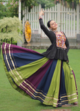 Traditional Rayon Silk Multicolor Kutch Embroidery Ghagra With Kediya