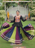 Traditional Rayon Silk Multicolor Kutch Embroidery Ghagra With Kediya