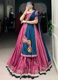 Traditional Thread Embroidery Gota Patti Pink Crepe Silk Lehenga Choli