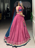 Traditional Thread Embroidery Gota Patti Pink Crepe Silk Lehenga Choli