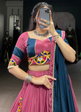Traditional Thread Embroidery Gota Patti Pink Crepe Silk Lehenga Choli