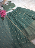 Traditional Wear Designer Sequence Work Georgette Green Lehenga Choli