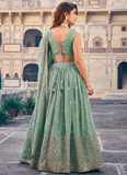Traditional Wear Designer Sequence Work Georgette Green Lehenga Choli