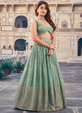Traditional Wear Designer Sequence Work Georgette Green Lehenga Choli