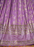 Traditional Zari Weaving Sequence Work Lavender Jacquard Silk Lehenga