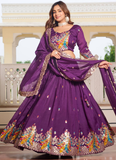 Vichitra Silk Sequence Embroidered Purple Lehenga Choli For Women