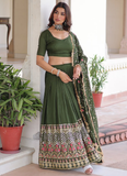 Vichitra Silk Sequence Work Green Lehenga Choli For Mehendi Function