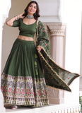 Vichitra Silk Sequence Work Green Lehenga Choli For Mehendi Function