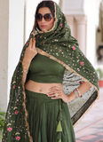 Vichitra Silk Sequence Work Green Lehenga Choli For Mehendi Function
