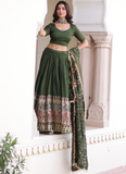 Vichitra Silk Sequence Work Green Lehenga Choli For Mehendi Function