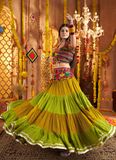 Viscose Cotton Real Mirror Gamthi Work Multi Color Navratri Lehenga