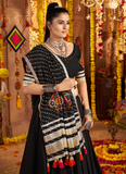 Viscose Rayon Thread Embroidered Black Ghagra Choli For Navratri