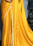 Viscose Satin Zari Weaving Haldi Special Yellow Saree With Blouse