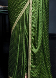 Weaving Work Viscose Satin Green Mehendi Special Saree With Blouse