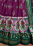 Purple And Green Tussar Silk Patola Printed Lehenga Choli