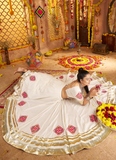 White Thread Real Mirror Viscose Rayon Trending Navratri Ghagra Choli