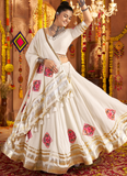 White Thread Real Mirror Viscose Rayon Trending Navratri Ghagra Choli