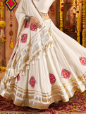 White Thread Real Mirror Viscose Rayon Trending Navratri Ghagra Choli