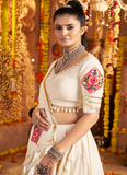 White Thread Real Mirror Viscose Rayon Trending Navratri Ghagra Choli
