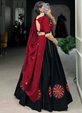 Wonderful Gamthi Embroidered Cotton Black Ghagra Choli For Navratri