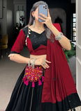 Wonderful Gamthi Embroidered Cotton Black Ghagra Choli For Navratri