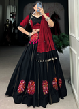 Wonderful Gamthi Embroidered Cotton Black Ghagra Choli For Navratri