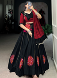 Wonderful Gamthi Embroidered Cotton Black Ghagra Choli For Navratri