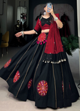 Wonderful Gamthi Embroidered Cotton Black Ghagra Choli For Navratri