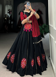 Wonderful Gamthi Embroidered Cotton Black Ghagra Choli For Navratri
