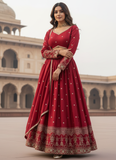 Wonderful Maroon Japan Satin Sequence Embroidered Work Lehenga Choli
