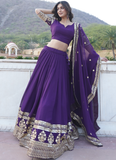 Wonderful Sequence Work Georgette Purple Lehenga Choli With Dupatta