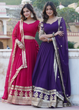 Wonderful Sequence Work Georgette Purple Lehenga Choli With Dupatta