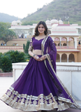 Wonderful Sequence Work Georgette Purple Lehenga Choli With Dupatta